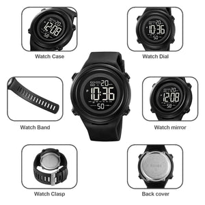SKMEI 2265 Sleek Round Digital Sports Watch - Black/Black