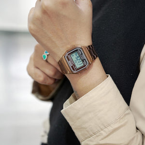 Skmei - 1123 - Digital Stainless Steel Watch - Coffee/Gold image 3