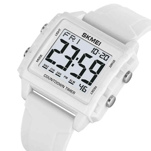 SKMEI 2320 Digital Countdown Sports Watch - White/White