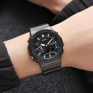 SKMEI 2351 Analog Digital Sports Watch - Black/Black
