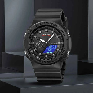 SKMEI 2351 Analog Digital Sports Watch - Black/Black