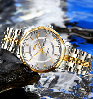 SKMEI - 9268 - Quartz Stainless Steel Luxury Analog Watch - silver/gold-silver image 2