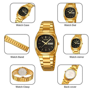 SKMEI 2420 Unisex Analog Quartz Day-Date Watch - Gold/Black