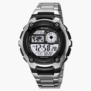 SKMEI 2473 Heavy Duty Steel Digital Sports Watch - Silver