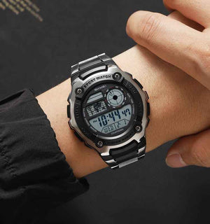 SKMEI 2473 Heavy Duty Steel Digital Sports Watch - Silver