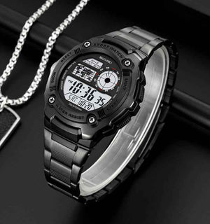 SKMEI 2473 Heavy Duty Steel Digital Sports Watch - Black