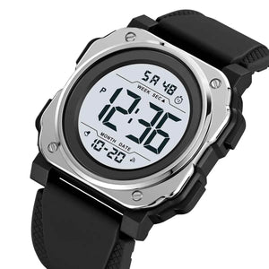 SKMEI 2511 Bold Round Digital Sports Watch - Black/Silver