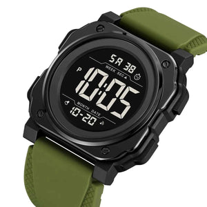 SKMEI 2511 Bold Round Digital Sports Watch - ArmyGreen