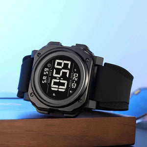 SKMEI 2511 Bold Round Digital Sports Watch - Black-Matte