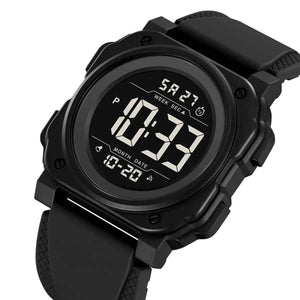 SKMEI 2511 Bold Round Digital Sports Watch - Black-Matte