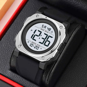 SKMEI 2511 Bold Round Digital Sports Watch - Black/Silver