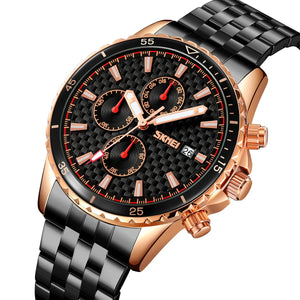 SKMEI - 9334 - Quartz Chronograph Analog Dial Stainless Steel Watch - rosegold/black image 1