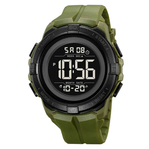 SKMEI 2565 Bold Golden Digital Sports Watch - ArmyGreen