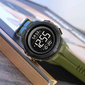 SKMEI 2565 Bold Golden Digital Sports Watch - ArmyGreen