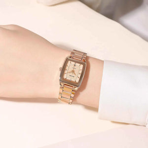SKMEI 2578 Elegant Golden Ladies Steel Watch - RoseGold