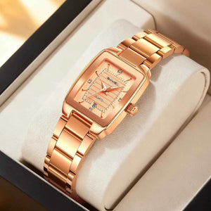 SKMEI 2578 Elegant Golden Ladies Steel Watch - RoseGold