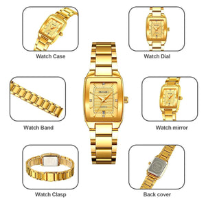 SKMEI 2578 Elegant Golden Ladies Steel Watch - Gold