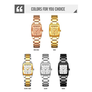 SKMEI 2578 Elegant Golden Ladies Steel Watch - Silver/Gold