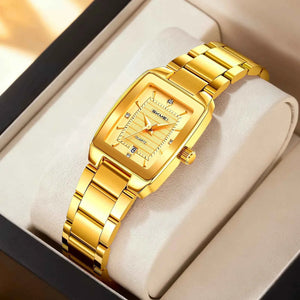 SKMEI 2578 Elegant Golden Ladies Steel Watch - Gold