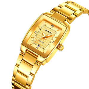 SKMEI 2578 Elegant Golden Ladies Steel Watch - Gold