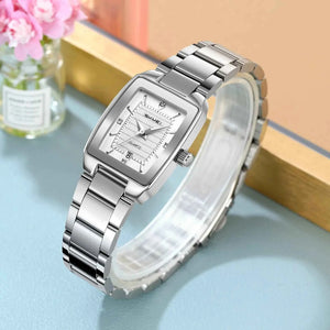SKMEI 2578 Elegant Golden Ladies Steel Watch - Silver