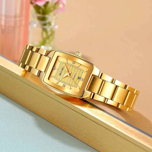 SKMEI 2578 Elegant Golden Ladies Steel Watch - Gold