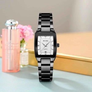 SKMEI 2578 Elegant Golden Ladies Steel Watch - Black