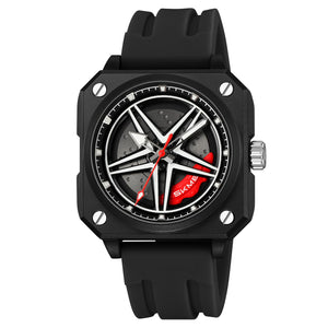 Skmei 2362 Trendy Wheel Spinner Quartz Silicon Strap - Black image 1