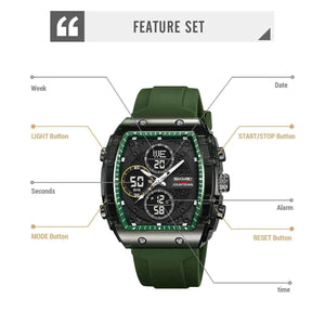 SKMEI 2602 Dual Display Sports Watch - ArmyGreen
