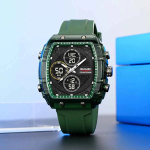 SKMEI 2602 Dual Display Sports Watch - ArmyGreen