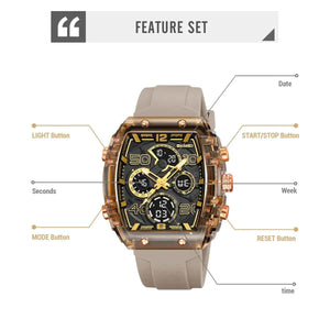SKMEI 2603 Premium Multi-Time Digital Sports Watch - Apricot