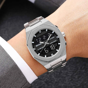 SKMEI 2624 Premium Golden Digital Steel Watch - Silver