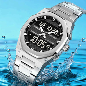 SKMEI 2624 Premium Golden Digital Steel Watch - Silver
