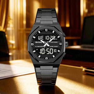 SKMEI 2624 Premium Golden Digital Steel Watch - Black