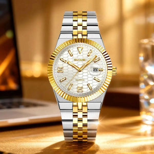SKMEI 2656 Premium Stainless Steel Watch - Silver/Gold