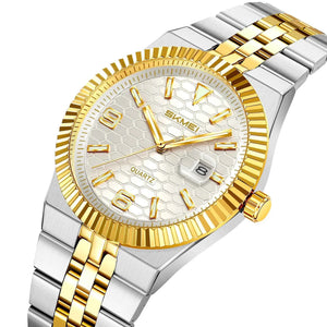 SKMEI 2656 Premium Stainless Steel Watch - Silver/Gold