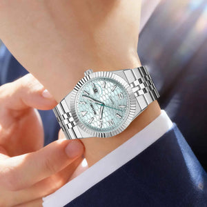 SKMEI 2656 Premium Stainless Steel Watch - Silver/Blue