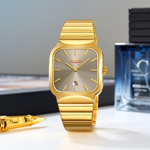 Skmei - 9361 - Luxury Square Men Quartz Watch Waterproof - gold/grey image 1