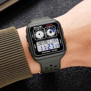 SKMEI 2688 Stylish Square Digital Sports Watch - ArmyGreen