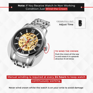 SKMEI - 9222 - Luxury Automatic Skeleton Watch - silver/black image 1
