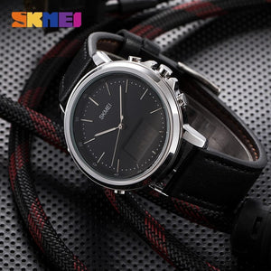 Skmei - 1652 (Strap) - Multifunctional Waterproof - Silver/Black-Leather image 3