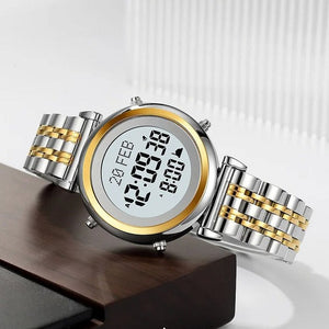 SKMEI - 2139 - Qibla Azan Time Reminder Prayer Watch - silver/gold-white image 2