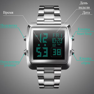 Skmei - 1369 - Digital Luxury Gents Stainless Steel Watch - Silver image 4