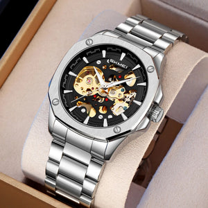 Skmei - 9378 - Automatic Skeleton Watch - silver/black image 1