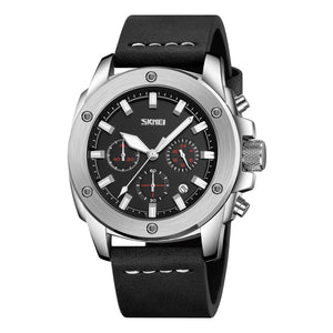 Skmei - 9327 - Functional Chronograph Features Watch - silver-black image 0