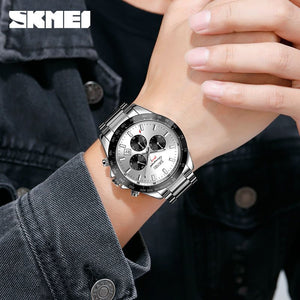 Skmei - 9259 - Stainless Steel Chronograph - Silver/Silver image 3