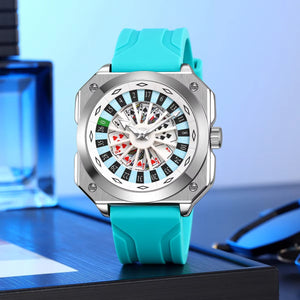 SKMEI - 9379 - Rotating Poker Dial Silicone Wrist Watch - silver/blue image 0