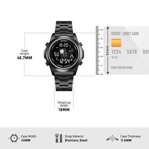 Skmei - 2019 - Advanced Digital Features Dual Time Watch - black-black image 4