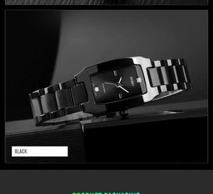 SKMEI - 1400 - Women Stainless Steel Rectangle Dial Elegant Watch - black image 4