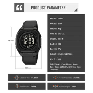 Skmei - 2160 - Smart Digital Functions Watch - black-black image 8